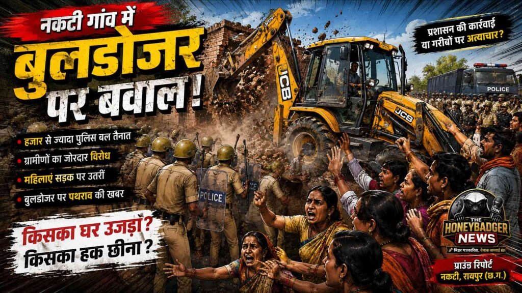 नकटी गांव में अतिक्रमण हटाने की कार्रवाई के दौरान भारी बवाल, हजार से अधिक पुलिस बल की मौजूदगी में चला बुलडोजर addtext 06 29 11.16.56