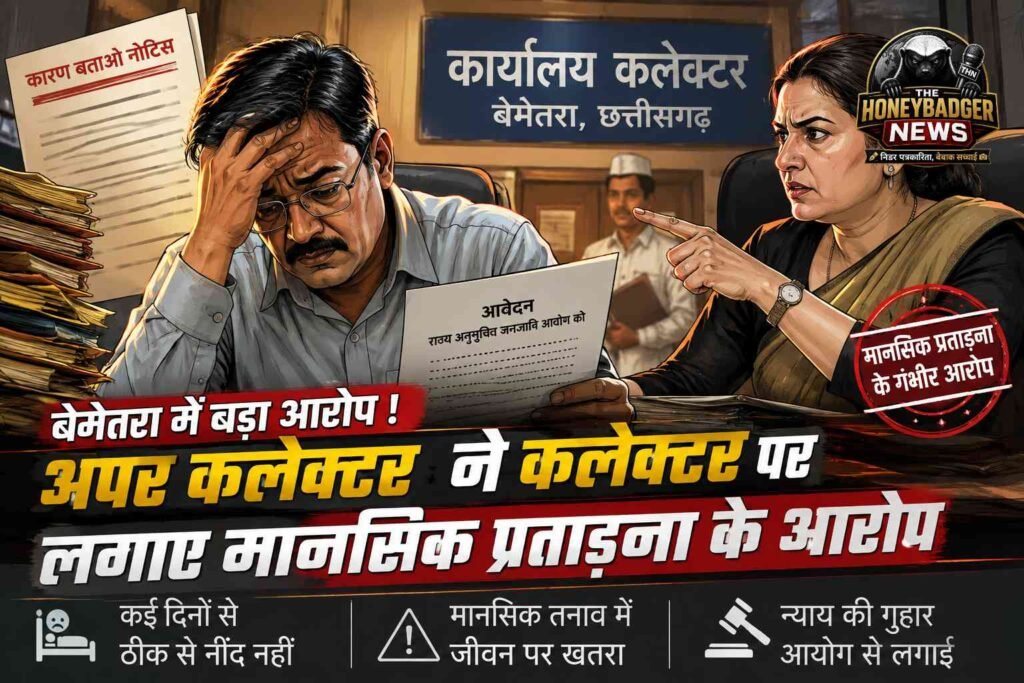 बेमेतरा: अपर कलेक्टर ने कलेक्टर पर लगाए मानसिक प्रताड़ना के गंभीर आरोप, आयोग से लगाई न्याय की गुहार addtext 08 02 09.32.45
