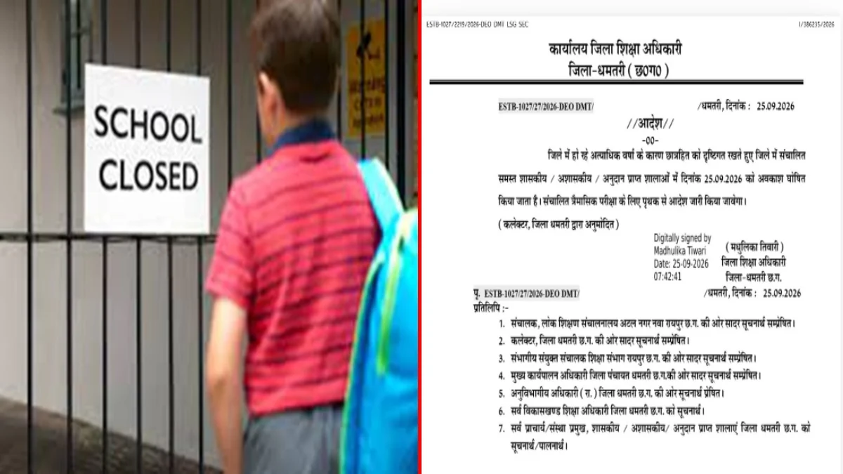 भारी बारिश का कहर जिले में आज सभी स्कूल बंद, जानिए त्रैमासिक परीक्षा को लेकर क्या है आदेश schoo close